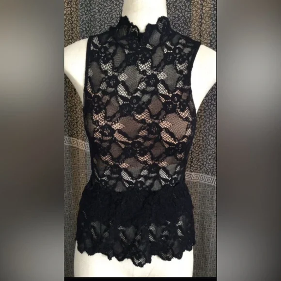 Peplum Cut Out Top in Black, Nightcap, 2 - Picture 8 of 8